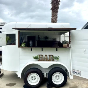 1984 White w/Wood LOADED 2-Horse Trailer Mobile Bar