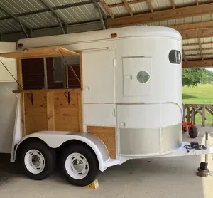 1999 Glossy White w/Wood 2-Horse Trailer